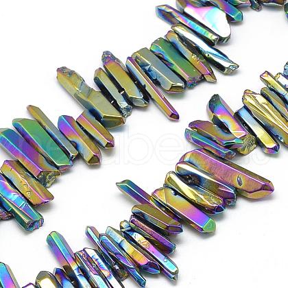 Plated Natural Quartz Crystal Beads Strands G-R435-09C-1