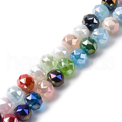 Electroplate Opaque Glass Beads Strands GLAA-Q009-03A-1