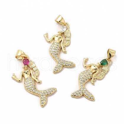 Rack Plating Brass Cubic Zirconia Pendants KK-G456-16G-1