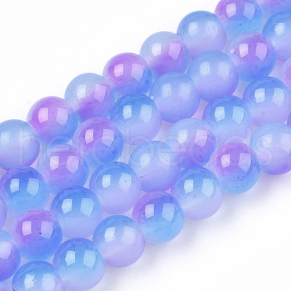 Baking Painted Imitation Jade Glass Round Bead Strands X1-DGLA-N003-10mm-01-1