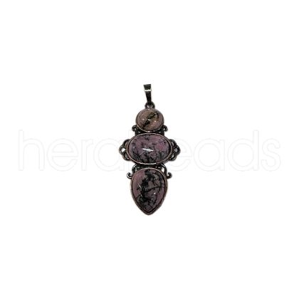 Retro Natural Rhodonite Pendants PW-WG7292F-14-1