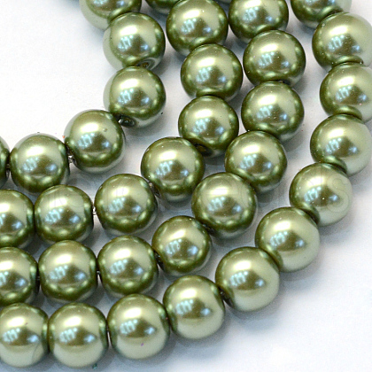 Baking Painted Pearlized Glass Pearl Round Bead Strands HY-Q003-4mm-49-1