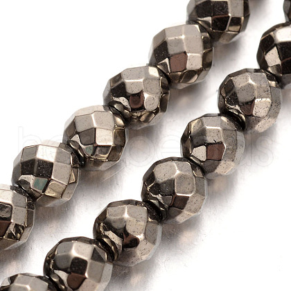 Electroplated Non-magnetic Synthetic Hematite Bead Strands G-E304-52-4mm-1