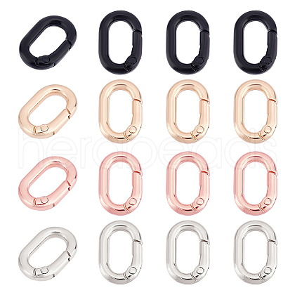 SUPERFINDINGS 16Pcs 4 Colors Alloy Spring Gate Rings FIND-PH0009-48-1