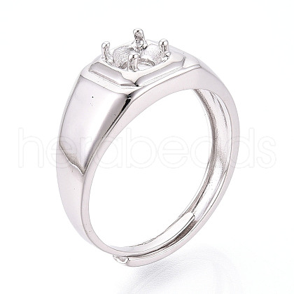Rhodium Plated 925 Sterling Silver Solitaire Ring Setting STER-T008-21P-1