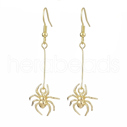 Halloween Spider Brass Dangle Earrings EJEW-JE05859-1