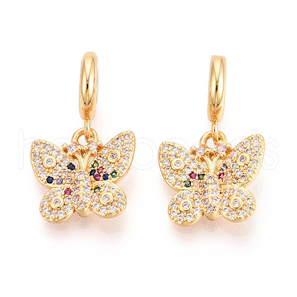 Brass Micro Pave Cubic Zirconia Pendants KK-N271-21G-1