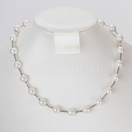 Elegant Round Shell Pearl & Iron Beaded Necklaces for Women ZH3328-1-1