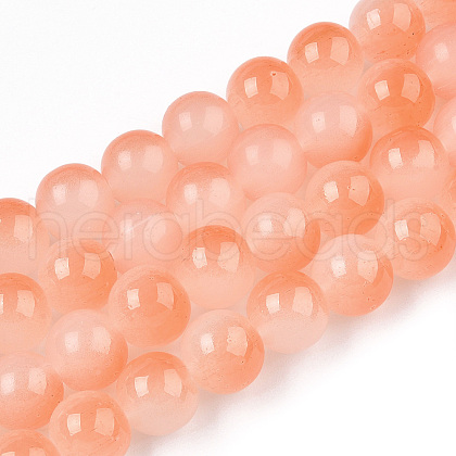 Baking Painted Imitation Jade Glass Round Bead Strands X-DGLA-N003-8mm-08-1