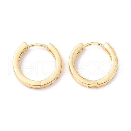 Real 18K Gold Plated Cubic Zirconia Huggie Hoop Earrings for Girl Women EJEW-I260-01G-NR-1