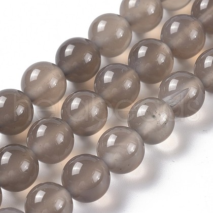 Natural Grey Agate Beads Strands G-G067-8mm-1-1