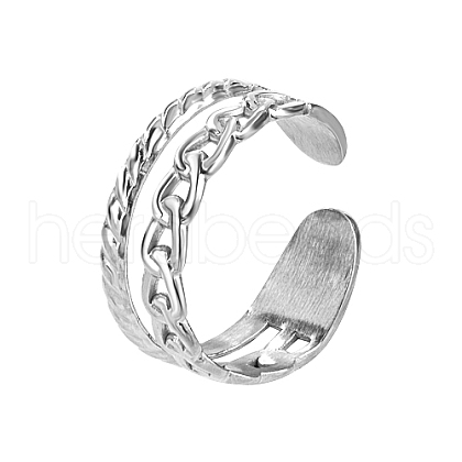 Non-Tarnish Stainless Steel Hollow Chain Cuff Rings AF3272-2-1