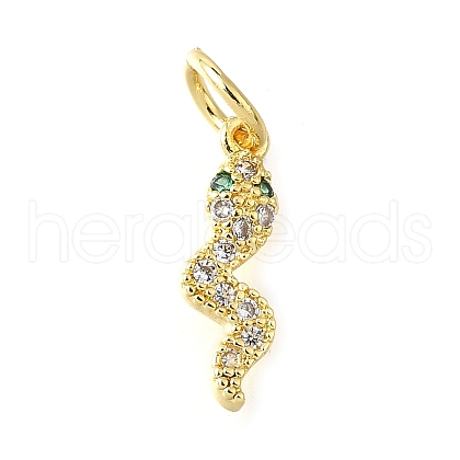 Snake Brass Micro Pave Cubic Zirconia Pendants KK-V007-007G-04-1