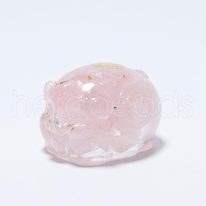 Natural Rose Quartz Chip & Resin Craft Display Decorations DJEW-PW0021-43A-1