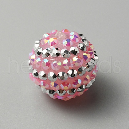 Stripe Pattern Resin Rhinestone Beads KY-WH0035-12A-1