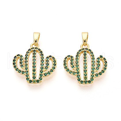 Brass Micro Pave Cubic Zirconia Pendants KK-N257-71G-1