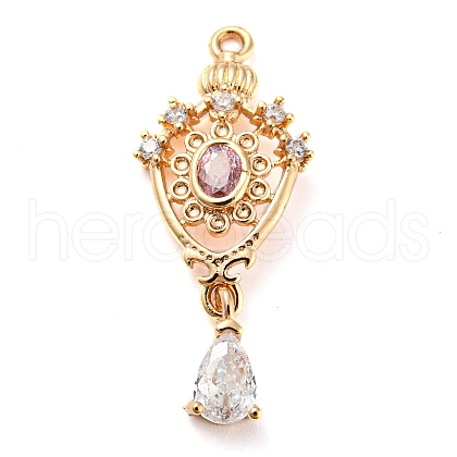 Golden Brass Micro Pave Cubic Zirconia Pendants KK-K350-02G-02-1