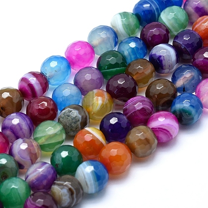 Natural Striped Agate/Banded Agate Beads G-J371-06-12mm-1