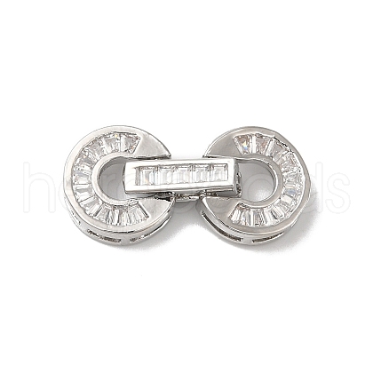 Rack Plating Brass Micro Pave Clear Cubic Zirconia Fold Over Clasps KK-A222-15P-1