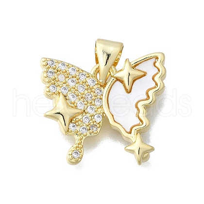 Brass Micro Pave Clear Cubic Zirconia Pendants KK-V010-14G-1