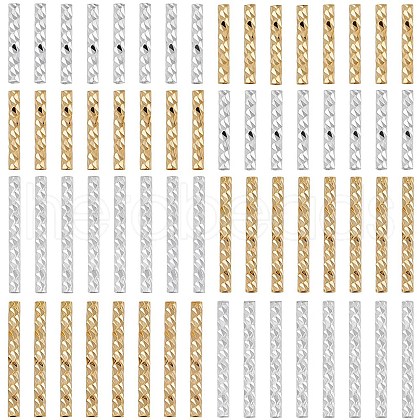 CREATCABIN 80Pcs 4 Styles Corrugated Brass Tube Beads KK-CN0002-89-1