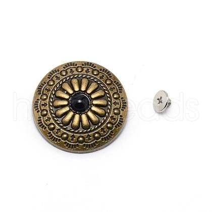 1-Hole Alloy & Turquoise Buttons PALLOY-WH0092-09J-AB-1