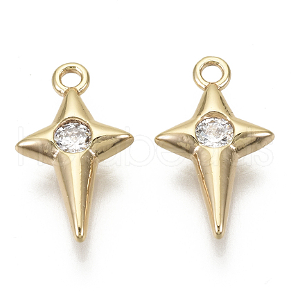 Brass Micro Pave Cubic Zirconia Charms KK-R136-051-NF-1