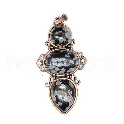 Retro Natural Snowflake Obsidian Pendants PW-WG7292F-05-1