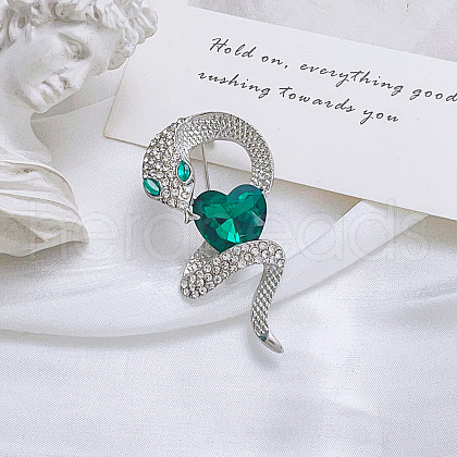 Snake Aolly Rhinestone Brooches JEWB-V008-01P-1