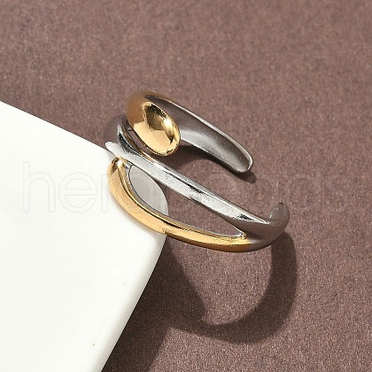 304 Stainless Steel Double Color Cuff Rings RJEW-S635-01GP-H-1
