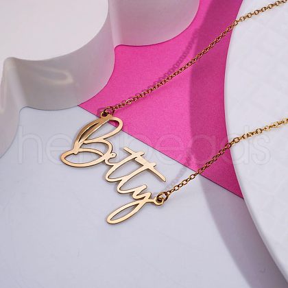 Stainless Steel Name Pendant Necklaces WG885C8-02-1