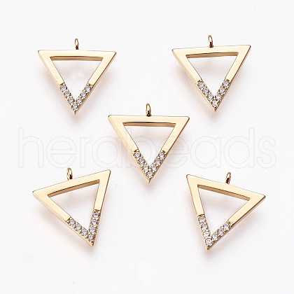 Brass Micro Pave Cubic Zirconia Charms X-ZIRC-Q014-044G-1