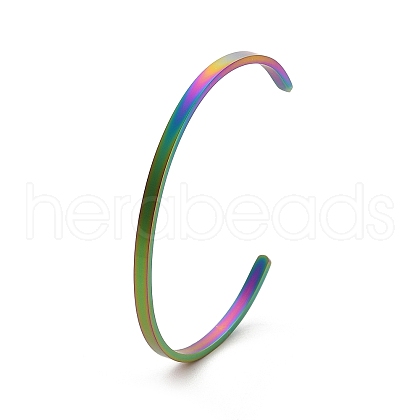 Ion Plating(IP) 304 Stainless Steel Cuff Bangles for Women BJEW-K173-02MC-1