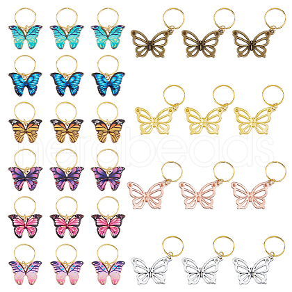 Butterfly Alloy Enamel Dreadlocks Beads OHAR-AB00019-1