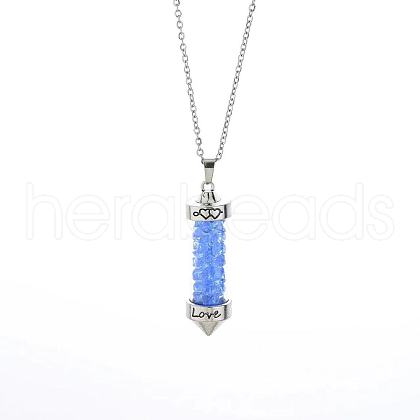 Glass Chip Wishing Bottle Cone Love Glass Pendant Necklaces FL0210-1-1