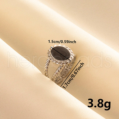 Stylish 304 Stainless Steel Enamel Cuff Ring DE2186-1-1