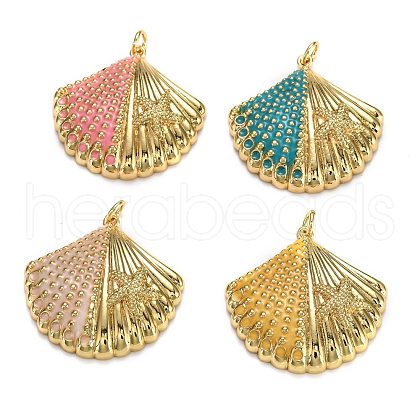 Brass Enamel Pendants KK-B029-13G-1