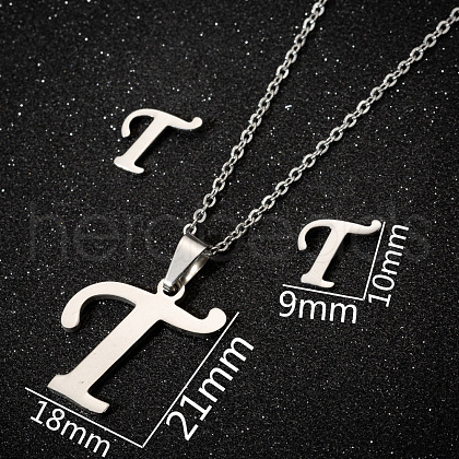 201 Stainless Steel Pendant Necklaces & Stud Earrings Sets WG00841-33-1