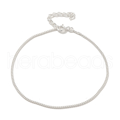 925 Sterling Silver Curb Chain Bracelets for Women BJEW-E101-01S-10-1