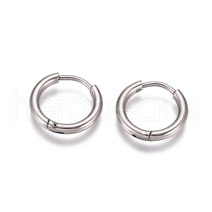 Tarnish Resistant 304 Stainless Steel Huggie Hoop Earrings EJEW-G272-02-10mm-P-1