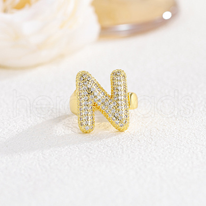Brass Micro Pave Clear Cubic Zirconia Cuff Rings FS-WGF2B82-11-1