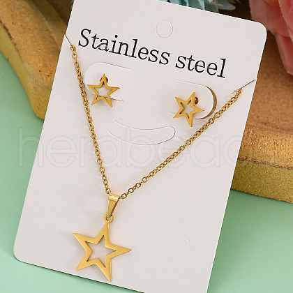 Stainless Steel Pendant Necklace & Stud Earring FS-WGABA87-17-1