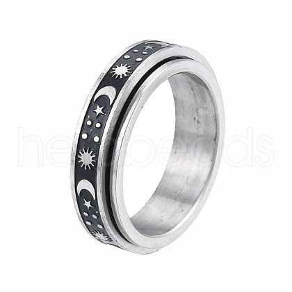 201 Stainless Steel Planet Rotating Ring RJEW-N043-28-1