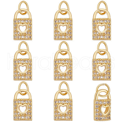 Beebeecraft 10Pcs Brass Micro Pave Clear Cubic Zirconia Charms ZIRC-BBC0001-70-1