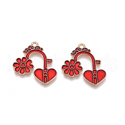 Valentine's Day Theme Alloy Enamel Pendants ENAM-T020-50G-01-1