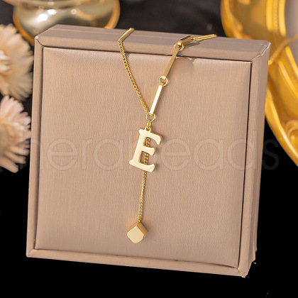 304 Stainless Steel Cube Initial Pendant Necklaces FS-WG9AF3A-22-1