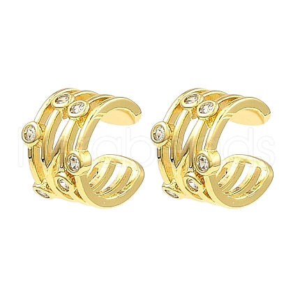Rack Plating Brass Hollow Cuff Earrings with Cubic Zirconia EJEW-D069-07G-1