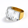 Fashionable 304 Stainless Steel & Glass Finger Rings for Women FS-WG90577-01-2