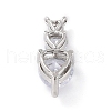 Eco-Friendly Brass Clear Cubic Zirconia Pendants ZIRC-C027-02P-RS-2