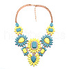 Alloy Glass Flower Statement Bib Necklaces for Women FS-WG917A1-04-2